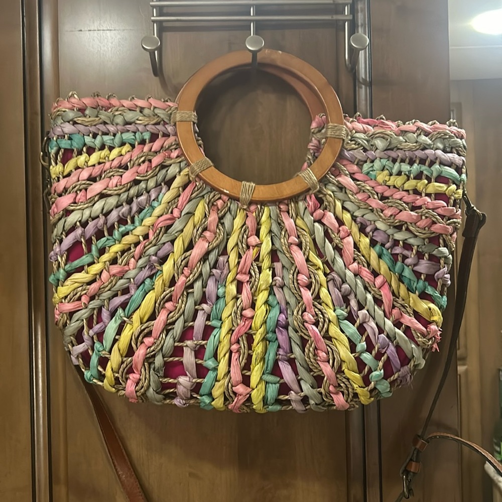 Patricia Nash Pastel Straw Purse